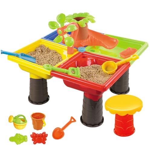 Csafyrt Kleinkind Wassertabelle Sand Tabelle 4-in-1 Sand- und Wasserspiel Kinder 17.7X.13.8 '' mit Spielzubehör Sandbox für Outdoor-Aktivität Square Form von Csafyrt