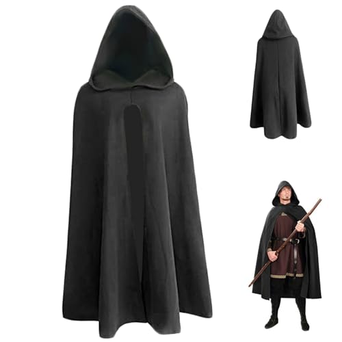 Renaissance Cloak 39.4 '' langes schwarzes Polyester Kapuze -Umhang weich atmungsable Retro Mittelalter für Halloween Hobbit Viking Cosplay Kostüme Renaissance Cloak 39.4 '' langes schwarzes Polyester Kapuze -Umhang weich atmungsable Retro Mittelalter für Halloween Hobbit Viking Cosplay Kostüme von Csafyrt