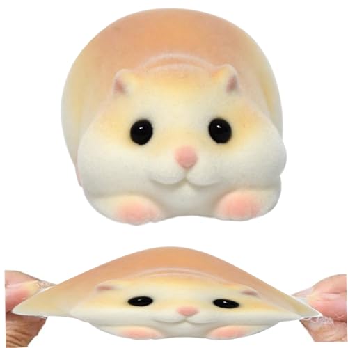 Csafyrt Squeeze Toy Netter Hamstershaped Flocking Squeeze Ball 2x2,8x1.6 Legen Sie weiche belastbare Stressspielzeug Stress -Relief -Spielzeug für Kinder Erwachsene Geschenk von Csafyrt