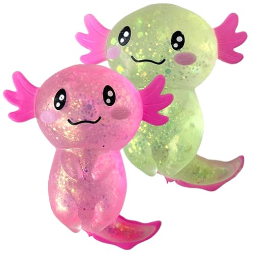 Csafyrt Squish Toys 2pcs 3,7 Zoll niedliche Axolotl -Spielzeug mit Glitzer weich Flexibler langsamer Steigerung Squish Kugeln Stressabbau Squeez für Erwachsene Kinder Kinder von Csafyrt
