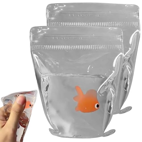 Csafyrt Stressspielzeug realistischer Fische mit transparenter PVC -Beutel süßes Squish Stress Relief Toy 4x3 Zoll Soft Squeeze Spielzeug für Angst und Entspannung Kinder Erwachsene Geschenk von Csafyrt