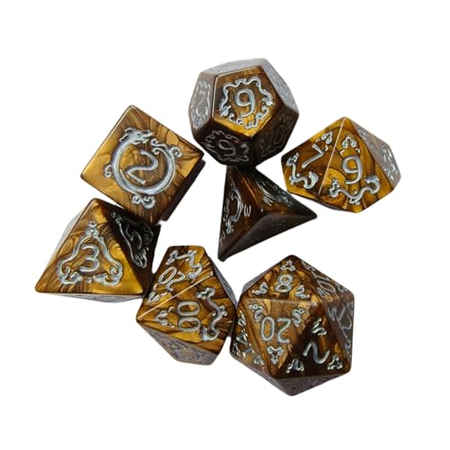 Csnbfiop 7pcs Luxus Acryl Würfel Mit Drachendesigns Hoher Haltbarkeit Polyedrischer Würfel Für Verbesserung des Spielerlebnisses von Csnbfiop