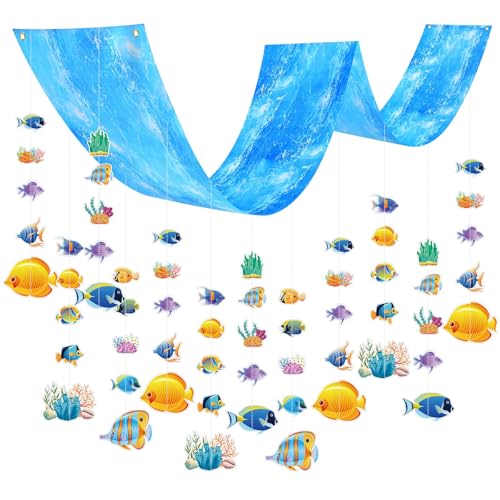 Ctosree Ozean-Party-Dekorationen, Großpackung 3,6 m, Ozeanwellen, Banner, Decken-Dekor, Meer-Party-Dekorationsset mit 24 tropischen Fisch-Bannern für Ozean unter dem Meer, Dekoration, Meerjungfrau, Ctosree Ozean-Party-Dekorationen, Großpackung 3,6 m, Ozeanwellen, Banner, Decken-Dekor, Meer-Party-Dekorationsset mit 24 tropischen Fisch-Bannern für Ozean unter dem Meer, Dekoration, Meerjungfrau, von Ctosree