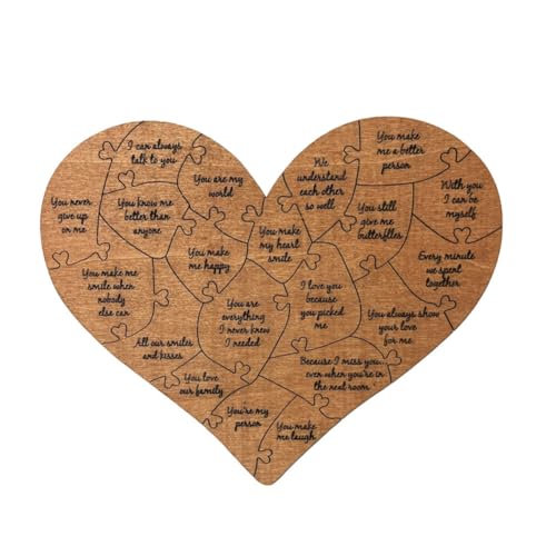 Ctwezoikmt 32-Teiliges HöLzernes Herzpuzzle „GrüNde, Warum Ich Dich Liebe, Jahrestags-Liebespuzzle-Geschenke für Ehefrau, Ehemann, Freundin, von Ctwezoikmt