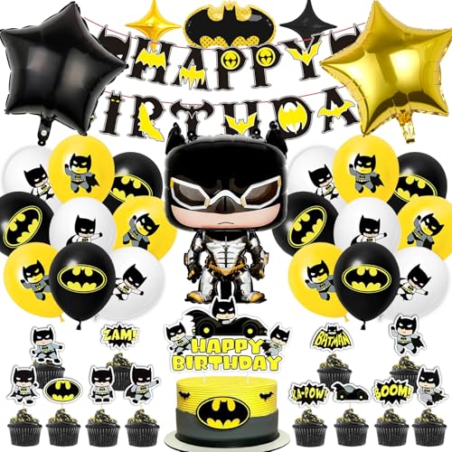Ctxtqtdt 35 Stück Batm Geburtstagsdeko Junge, Batm Geburtstag Party Set, Luftballons Geburtstag Set, Kindergeburtstag Ballons Set, Party Deko Geburtstag Set für Kinder (A) von Ctxtqtdt