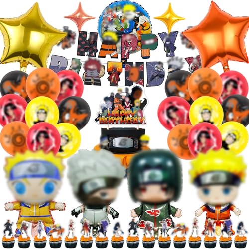 Ctxtqtdt 51 Stück Narto Geburtstagsdeko Junge, Narto Geburtstag Party Set, Luftballons Geburtstag Set, Kindergeburtstag Ballons Set, Party Deko Geburtstag Set für Kinder (B) von Ctxtqtdt