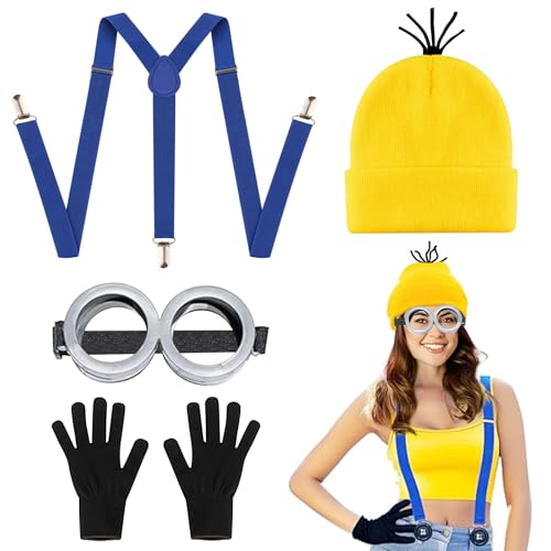 Ctxtqtdt Minio Costume Erwachsener, Halloween Kostüm Erwachsener, Minio Kostüm set, Film Kostüm Erwachsener, Minio Cosplay Carnaval Halloween Bekleidungsset (B) von Ctxtqtdt