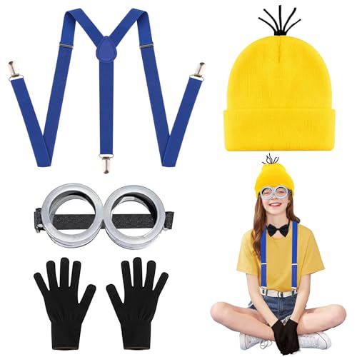 Ctxtqtdt Minio Costume Kinder, Halloween Kostüm, Minio Kostüm Set, Cosplay Carnaval Halloween Bekleidungsset (A) von Ctxtqtdt