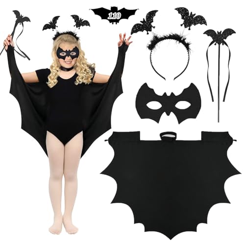 Ctxtqtdt Mizijia Halloween Fledermaus Umhang Kinder Set, Kostüm Mit Flügel Und Cape für Karneval Fasching Cosplay (110/120/130) von Ctxtqtdt