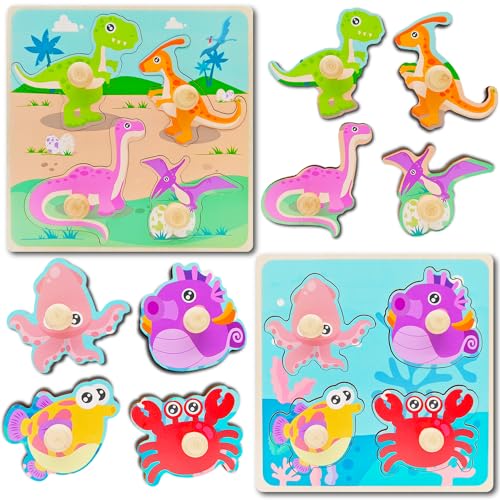 Cuackamily 2 Stück Holzpuzzle Spielzeug,Holzspielzeug Dinosaurier Holzpuzzle,Baby Motorikspielzeug Montessori Sortierspiel Spielzeug, Lernspielzeug Kinder Geschenk für 123+ Jahren Jungen und Mädchen Cuackamily 2 Stück Holzpuzzle Spielzeug,Holzspielzeug Dinosaurier Holzpuzzle,Baby Motorikspielzeug Montessori Sortierspiel Spielzeug, Lernspielzeug Kinder Geschenk für 123+ Jahren Jungen und Mädchen von Cuackamily