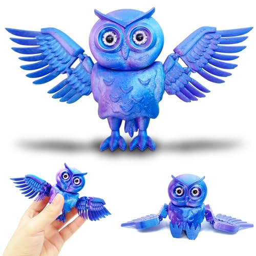 Cuackamily 3D Printed Owl, 3D Gedrucktes Fidget Toy, Fidget Toy for Autism/ADHD Erwachsene und Kinder, Flexiblen Gelenken, Home Office Deco Desk Toy Partygeschenk Geburtstag Geschenk(Blau-violett) von Cuackamily