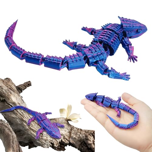 Cuackamily 3D Printed Reptile Dragon Lizard Fidget Toy, Fidget Toy for Autism/ADHD Erwachsene und Kinder, Flexiblen Gelenken, Home Office Deco Desk Toy Partygeschenk Geburtstag Geschenk(Blau-violett) von Cuackamily