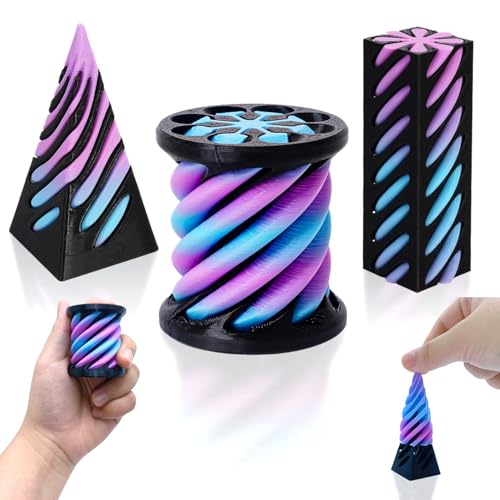 Cuackamily 3Stück 3D Spiral Cone Fidget Toy Kinder, Impossible Zylinder Passthrough Sculpture Fidget Toy, Pyramiden Fidget Spielzeug Relief Stress Spielzeug Für Desktop Deko Geburtstag Geschenk von Cuackamily