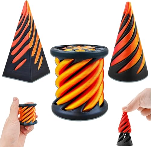 Cuackamily 3Stück Pyramiden Fidget Spielzeug, Impossible Zylinder Passthrough Sculpture Fidget Toy, 3D Spiral Cone Fidget Toy Kinder Relief Stress And Anxiety Spielzeug Für Desktop Dekoration Geschenk von Cuackamily