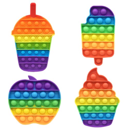 Cuackamily 4 Packs Pop Bubble Fidget Toy Set, Silikon Regenbogen Sensorisches Spielzeug, Eiscreme*2,Apfel,Becher, Relief Angst Autismus Antistress Geburtstag Gastgeschenke für Kinder und Erwachsene Cuackamily 4 Packs Pop Bubble Fidget Toy Set, Silikon Regenbogen Sensorisches Spielzeug, Eiscreme*2,Apfel,Becher, Relief Angst Autismus Antistress Geburtstag Gastgeschenke für Kinder und Erwachsene von Cuackamily