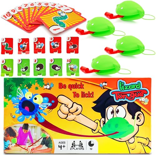 Cuackamily 4 Stück Tic Tac Tongue Spiel, Frosch Catch Bugs Interaktives Desktop Spielzeug, Frosch Maske Frog Tongue Desktop Spielzeuge Spiel für Familie Brettspiele Frosch Karte Spielzeug für Kinder von Cuackamily