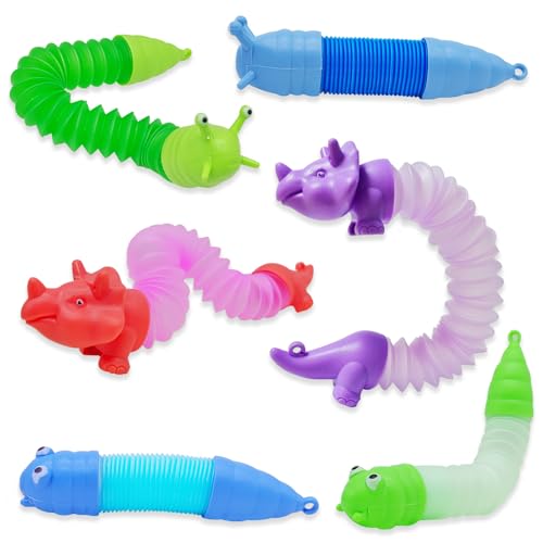 Cuackamily 6 Stück Pop-Röhren Fidget Toy, Telescopic Pop Fidget Tubes Toys, Relief Angst Antistress Sensorisches Spielzeug Geburtstag Gastgeschenke für Kinder und Erwachsene (Zufällige Farbe) von Cuackamily