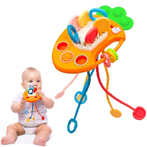 Cuackamily Montessori Spielzeug ab 1+ Jahr, Sensorisches Baby Spielzeug, Zugschnur Spielzeug Reisespielzeug für Babys, Motorikspielzeug Lernspielzeug Sensorik Spielzeug Geschenk Kleinkinder 1-3 Jahre von Cuackamily