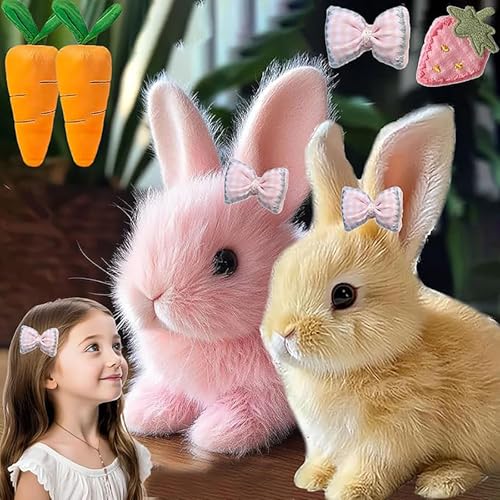 Petsboro Bunny Pal, Petsboro-Spielzeughase, Pets Boro Bunny Pal Hase, Sherum Bunny Pal, Yoolif/Fanyil Bunny Pal, My Interactive Realistic Bunny Hops, Twitches and Shaking Ears, Handmade (Brown+Pink) von Cuaojk