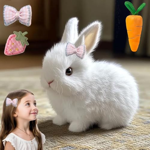 Petsboro Bunny Pal, Petsboro-Spielzeughase, Pets Boro Bunny Pal Hase, Sherum Bunny Pal, Yoolif/Fanyil Bunny Pal, My Interactive Realistic Bunny Hops, Twitches and Shaking Ears, Handmade (White) von Cuaojk