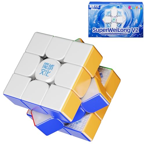 CuberShop Moyu Super WeiLong V2 3x3 20-M Kugelkern MagLev (UV-beschichtet) Stickerless Speed Cube, moyu WeiLong Pro 20 Magnete Magnetic+MagLev+Ball Core 3x3 UV, 2025 Flaggschiff (Magic Clothes Pro von CuberShop