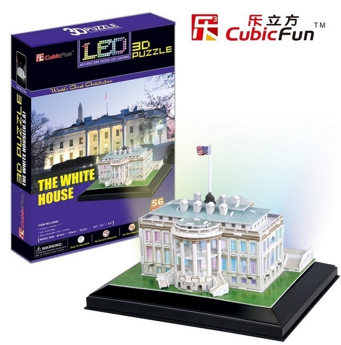 Cubic Fun 3D Puzzle mit LED - Weißes Haus, Washington 56 Teile Puzzle Cubic-Fun-L504H von Cubic Fun