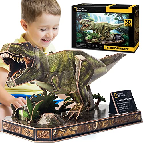3D Puzzle Dinosaurier Spielzeug Kinderpuzzle, Tyrannosaurus Rex Dino Puzzle für Kinder ab 5 6 7 8 Jahren, Dino Spielzeug 52 Stück für Mädchen Junge Geschenke von CubicFun