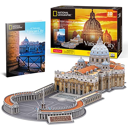 3D Puzzles für Erwachsene Vatikan St. Petersdom Modellbausätze, Puzzles für Kinder im Alter von 8-10 Jahren Vatikanstadt Architekturpuzzles für Erwachsene Tischbau mit Heft, 101Teile von CubicFun