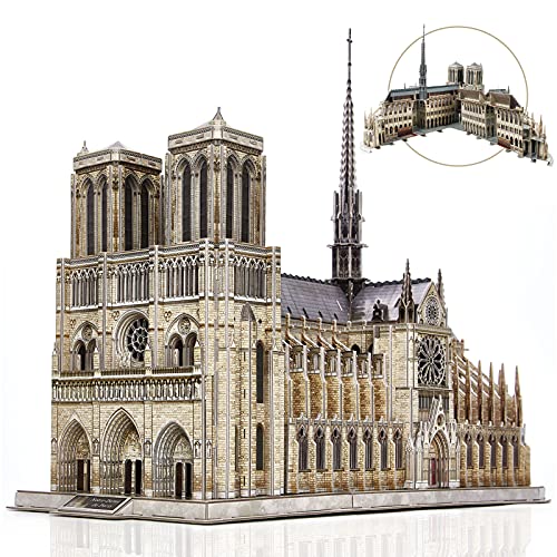 CubicFun 3D Puzzle Frankreich Notre Dame de Paris (Große) Architekturmodellbausätze Gotische Kirche Modellbau Geschenk für Erwachsene, 293 Stück von CubicFun