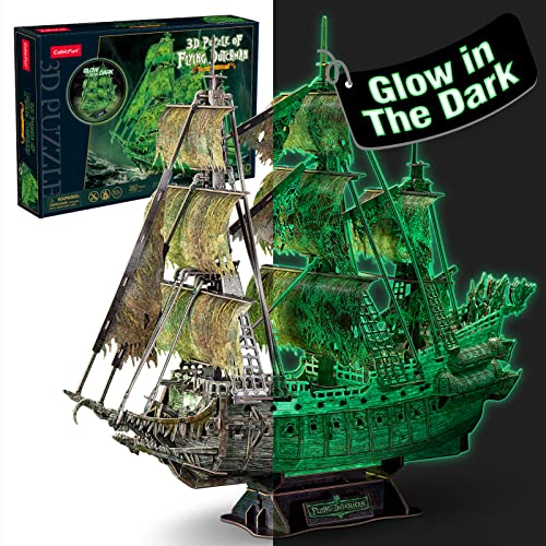 3D Puzzles für Erwachsene Dunkeln Leuchten The Flying Dutchman Leuchtendes Piratenschiff Handwerk Modellbausätze Geisterschiff Geschenke Dekorrätsel von CubicFun