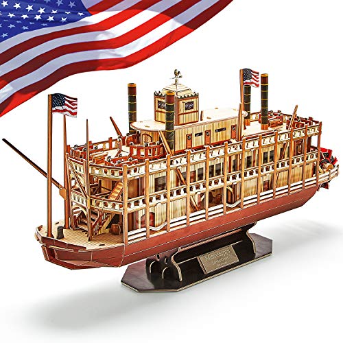 CubicFun 3D Puzzle Mississippi Steamboat Modell Schiff und Boot Kit Geschenk für Kinder und Erwachsene, 142 Stück von CubicFun