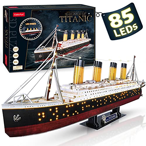 CubicFun Titanic 3D-Puzzle, LED, 88 cm, Modell Titanic, Spielzeug für Erwachsene und Jugendliche, 266 Teile von CubicFun