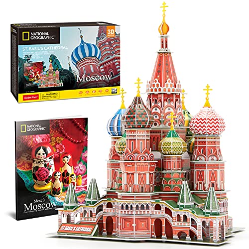 CubicFun 3D Puzzles Basilius Kathedrale National Geographic Architektur für Erwachsene, Moskau Puzzles für Erwachsene Russland Bauen Geschenke für Frauen Männer, Modellbausatz Spielzeug, 224 Stück von CubicFun