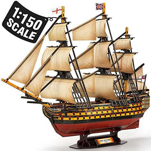 3D Puzzles große HMS Victory Segelschiff Modellbausatz Schiff Segelboot Modell Kits, Segelboot Schiffsset für Erwachsene für Erwachsene und Jugendliche Spielzeug, 189 Stück von CubicFun