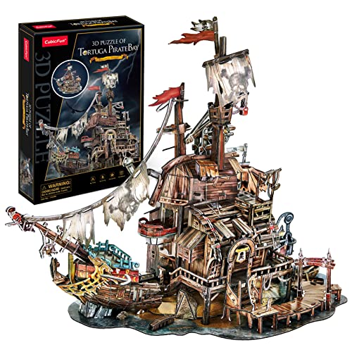 CubicFun 3D Puzzles für Erwachsene Kinder Tortuga Piratenbucht Puzzle Piratenschiffwrack Modellbausätze Raumdekoration Basteln für Erwachsene Geburtstagsgeschenke für Frauen Männer, 218 Teile von CubicFun