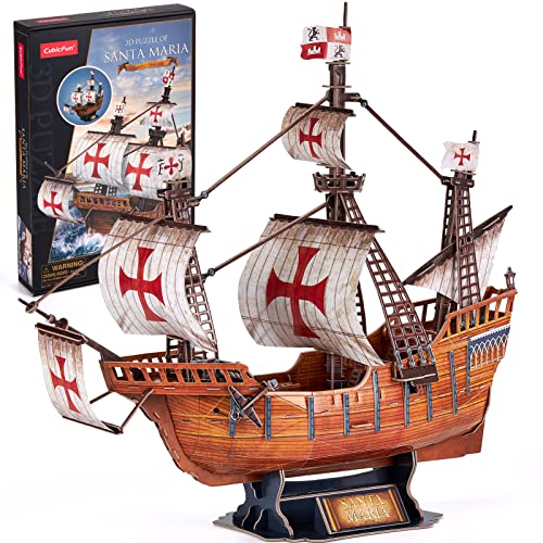 CubicFun 3D Puzzles für Erwachsene Santa Maria Schiffsmodell Spanisches Schiff Puzzle für Erwachsene und Kinder, Schreibtischdekoration Baukästen Geschenke für Frauen und Männer, 204 Teile von CubicFun