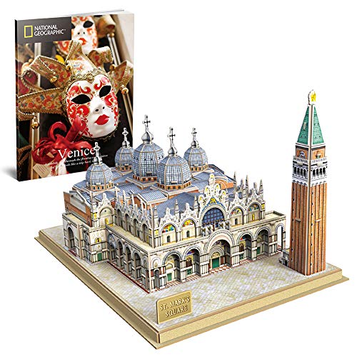 CubicFun National Geographic 3D Puzzle Italien Venedig St.Mark's Square Cathedral Puzzle mit Booklet Travel Souvenir Geschenk für Erwachsene und Kinder, 107 Stück von CubicFun