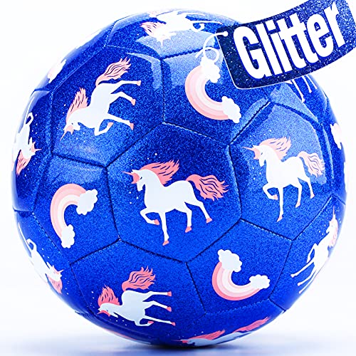 Fußball Spielzeug Mit Ballpumpe und Netz, Neuer Kinder Fußball Ball für das Training Drinnen Draußen, Fußball Größe 3 Einhorn Geschenke Spielzeug für 2 3 4 5 6 7 8 Jahre alt Kinder Junge Mädchen von hahaland