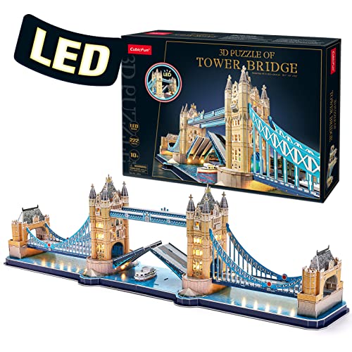 CubicFun 3D Puzzles LED London Tower Bridge Turmbrücke Puzzle 3D - Erwachsene Baumodelle Baumodelle Baukästen Souvenir Geschenk für Erwachsene Kinder, 222 Teile von CubicFun