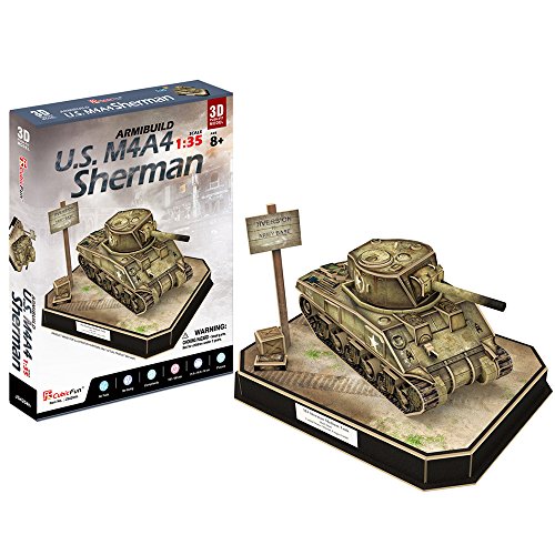 US M4A4 Sherman Panzer 1:35 Maßstab, CubicFun 3D Push-Fit Modellbausatz Alter 8 plus von CubicFun
