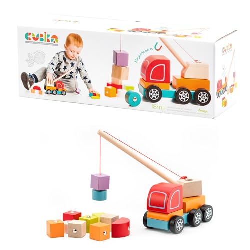 CUBIKA 13982 - Holzspielzeug Kranwagen mit magnetischen Figuren, buntes Motorikspielzeug, Kinderspielzeug ab 18 Monaten CUBIKA 13982 - Holzspielzeug Kranwagen mit magnetischen Figuren, buntes Motorikspielzeug, Kinderspielzeug ab 18 Monaten von CUBIKA