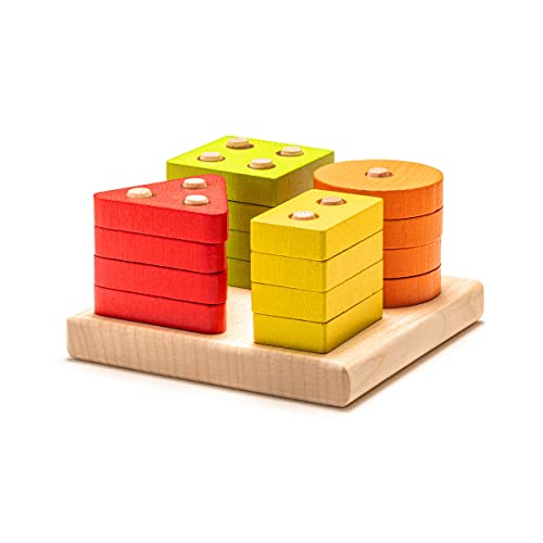 Cubika 15344 - Sortierspiel aus Holz - Farben und Formen 3, Kinderbauset, mehr 18 Monate von Cubika