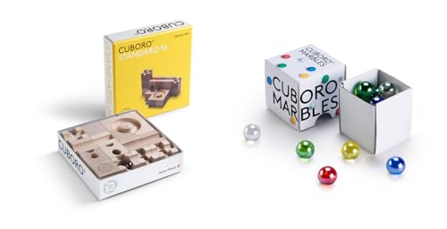 Cuboro Spar-Starterset Standard 16 inkl. 15 zusätzlichen Kugeln Cuboro Marbles von Cuboro