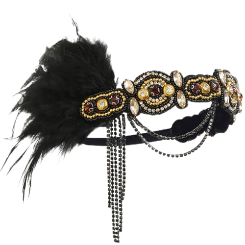Cucudy 20er Jahre Accessoires Kostüm Damen und Herren Mafia Gatsby Kostüm Set Art Deco Flapper Party 1920s Gatsby Schmuck Damen Federboa Stirnband Accessoires Abschlussball Event (2) von Cucudy