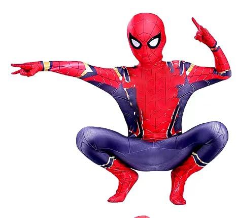 Cucudy spiderman Costumes for Kids, Super Cosplay Spandex 3D Bodysuit Jumpsuit Suit for Halloween Party (Red, 120 (5-6 Years) von Cucudy