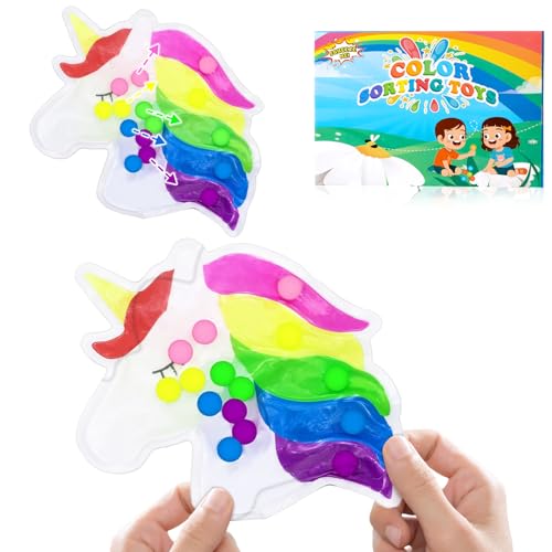 Unicorn Farbensortierspiel Zählen Superweiches Squeeze Sensorikspielzeug für Kleinkinder Montessori Lernspiel Farberkennung Feinmotorik Training Reise Anti - Stress Spielzeug ab 3 Jahren von CudTrove