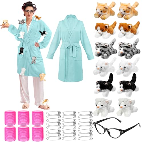 Cuffbow 44-teiliges Halloween-Katzen-Bademantel-Set für Damen, Erwachsene, Cosplay, Katzenliebhaber, Grün , L or XL Cuffbow 44-teiliges Halloween-Katzen-Bademantel-Set für Damen, Erwachsene, Cosplay, Katzenliebhaber, Grün , L or XL von Cuffbow