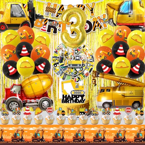 Bagger Deko Kindergeburtstag 3 Jahre,Baustelle Luftballon Geburtstag Jungen Mädchen 109 Pcs,BAU Baufahrzeug Ballon Party Dekoration,Truck Geburtstagsdeko Set mit Banner Tortendeko Tischdecke Bagger Deko Kindergeburtstag 3 Jahre,Baustelle Luftballon Geburtstag Jungen Mädchen 109 Pcs,BAU Baufahrzeug Ballon Party Dekoration,Truck Geburtstagsdeko Set mit Banner Tortendeko Tischdecke von Cuidongsheng