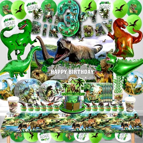 Dino Deko Kindergeburtstag 3 Jahre,Dino Luftballon Geburtstag Jungen 146 Pcs,Dinosaurier Partygeschirr Set mit Pappteller Servietten,Dino Party Deko,Dschungel Dino Ballon Geburtstag Dino Deko Kindergeburtstag 3 Jahre,Dino Luftballon Geburtstag Jungen 146 Pcs,Dinosaurier Partygeschirr Set mit Pappteller Servietten,Dino Party Deko,Dschungel Dino Ballon Geburtstag von Cuidongsheng