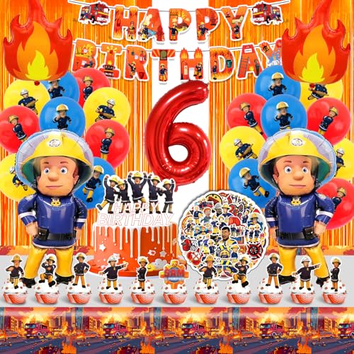 Feuerwehrmann Geburtstagsdeko 6 Jahre,Feuerwehr Party Luftballon 110 Pcs,Feuerwehrauto Deko Kindergeburtstag Jungen Mädchen,Feuerwehr Geburtstag Dekoration mit Banner Tortendeko Tischdecke Aufkleber Feuerwehrmann Geburtstagsdeko 6 Jahre,Feuerwehr Party Luftballon 110 Pcs,Feuerwehrauto Deko Kindergeburtstag Jungen Mädchen,Feuerwehr Geburtstag Dekoration mit Banner Tortendeko Tischdecke Aufkleber von Cuidongsheng